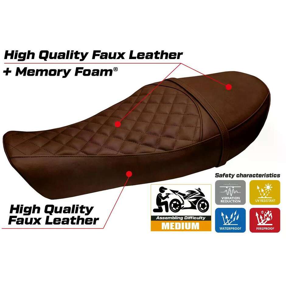 Housse de selle TPZ Italia spécifique pour Moto Guzzi V9 Roamer (modèles 2016-2024), système confort Aversa