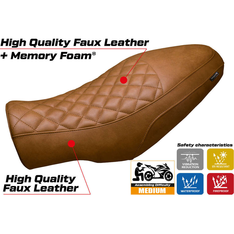 Housse de selle TPZ Italia spécifique pour Moto Morini Seiemmezzo 2022-2025, modèle Alanya, système Vintage Comfort
