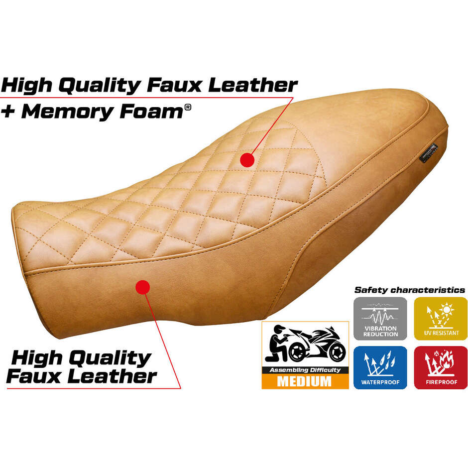 Housse de selle TPZ Italia spécifique pour Moto Morini Seiemmezzo 2022-2025, modèle Alanya, système Vintage Comfort