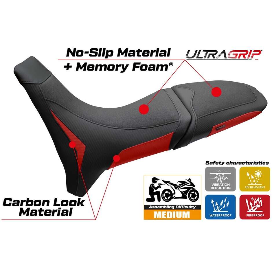 Housse de selle TPZ Italia spécifique pour Moto Morini X-Cape 650 (modèles 2021-2025) avec système de confort Reno Ultragrip