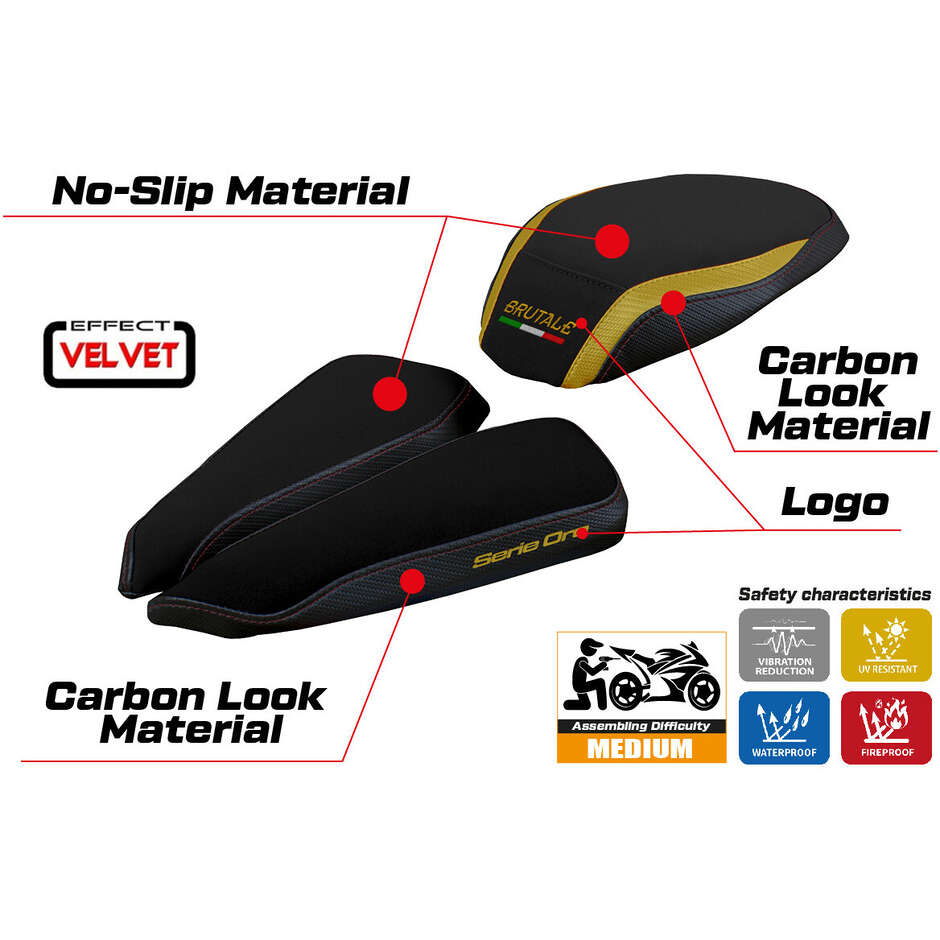 Housse de selle TPZ Italia spécifique pour MV Agusta Brutale 1000 RR (modèles 2020-2025), en velours Adai.