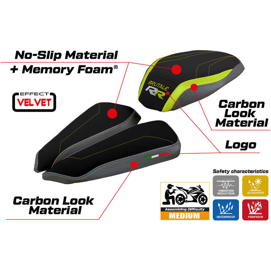Housse de selle TPZ Italia spécifique pour MV Agusta Brutale 1000 RR (modèles 2020-2025) Meilan Velvet Comfort System