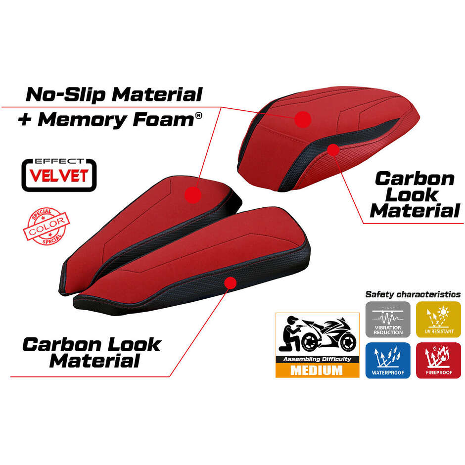Housse de selle TPZ Italia spécifique pour MV Agusta Brutale 1000 RR (modèles 2020-2025) Meilan Velvet Comfort System
