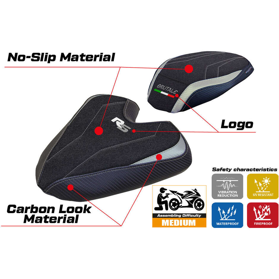 Housse de selle TPZ Italia spécifique pour MV Agusta Brutale 1000 RS (modèles 2021-2025), coloris Ankara Ultragrip