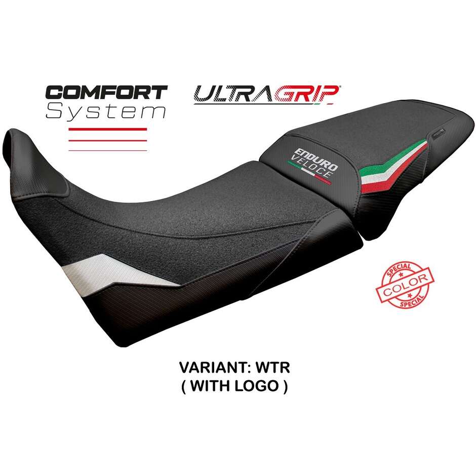 Housse de selle TPZ Italia spécifique pour MV Agusta Enduro Veloce modèle 2024-2025, système de confort Hajek Ultragrip