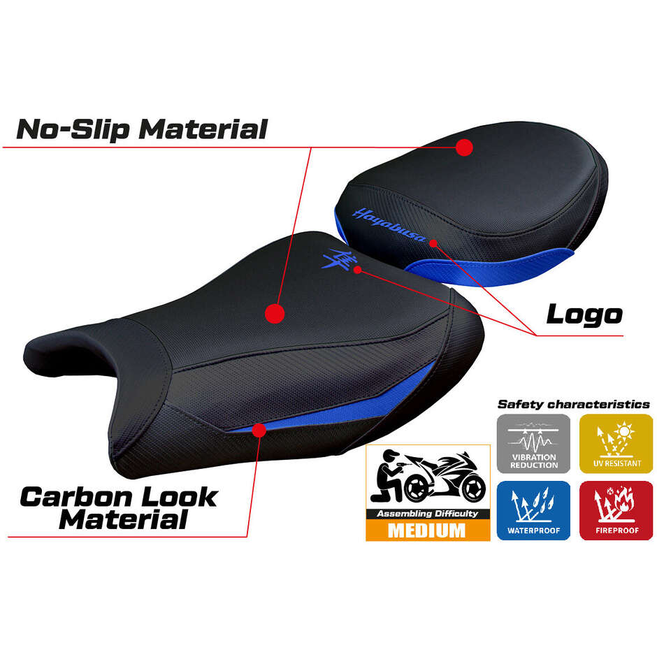 Housse de selle TPZ Italia spécifique pour Suzuki GSX R 1300 Hayabusa (modèle japonais 2008-2020).