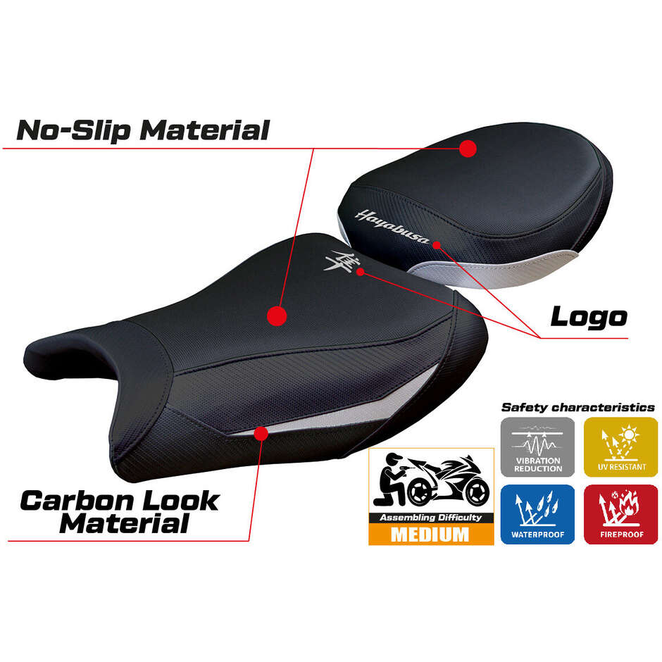 Housse de selle TPZ Italia spécifique pour Suzuki GSX R 1300 Hayabusa (modèle japonais 2008-2020).