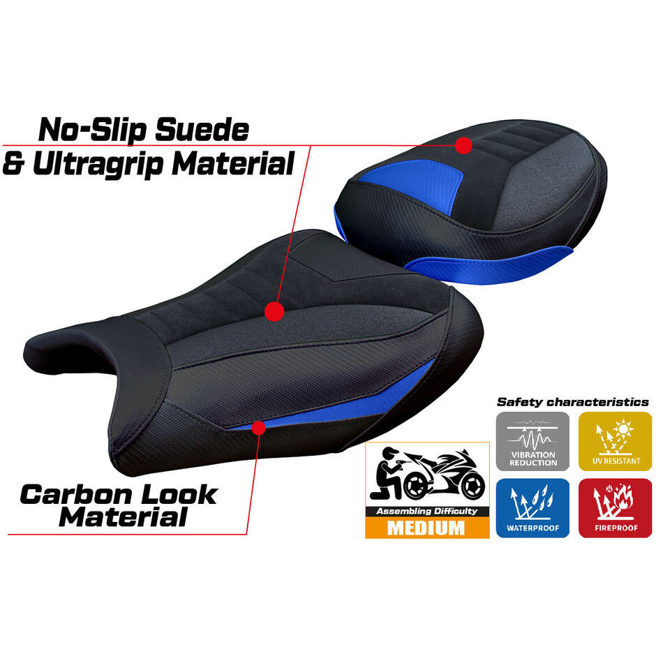 Housse de selle TPZ Italia spécifique pour Suzuki GSX R 1300 Hayabusa (modèles 2008-2020), fabriquée au Japon en velours Ultragrip.