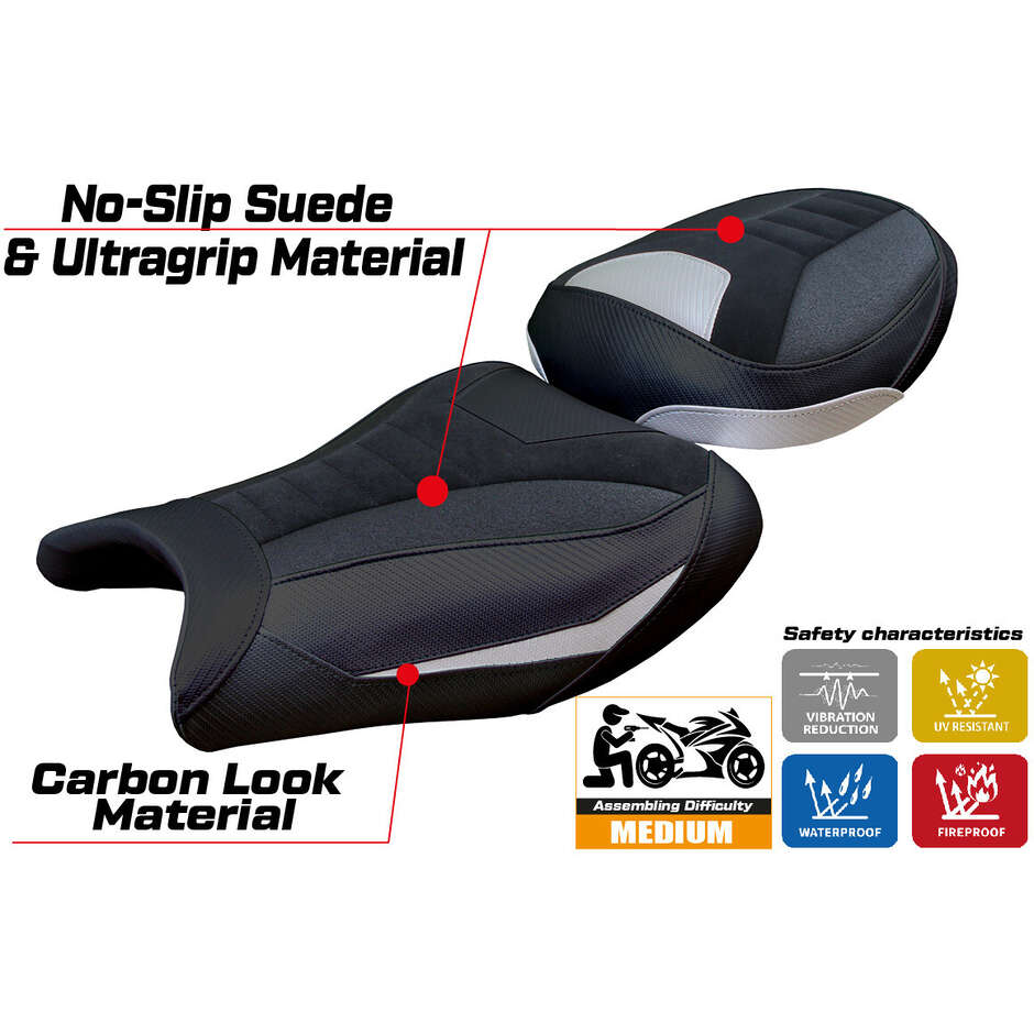 Housse de selle TPZ Italia spécifique pour Suzuki GSX R 1300 Hayabusa (modèles 2008-2020), fabriquée au Japon en velours Ultragrip.