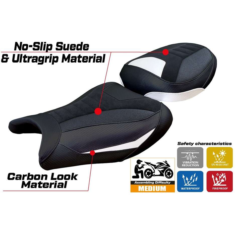 Housse de selle TPZ Italia spécifique pour Suzuki GSX R 1300 Hayabusa (modèles 2021-2025), en velours Denia Ultragrip