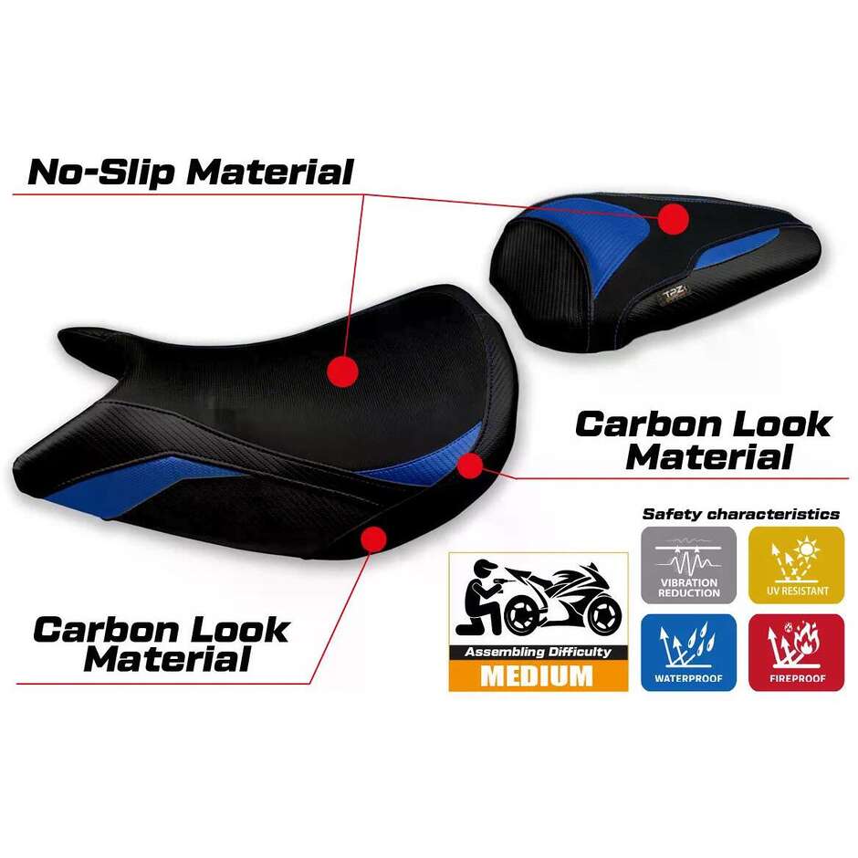 Housse de selle TPZ Italia spécifique pour Suzuki GSX S 1000 2021-2025, modèle Lindi
