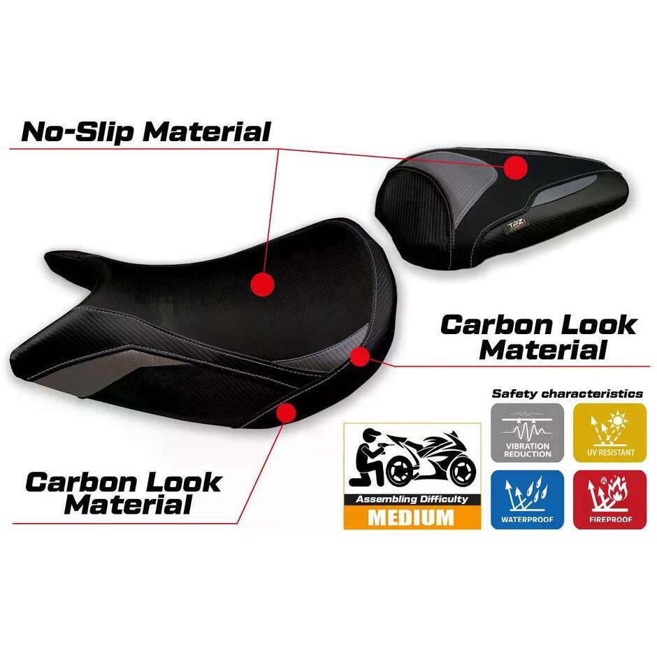 Housse de selle TPZ Italia spécifique pour Suzuki GSX S 1000 2021-2025, modèle Lindi