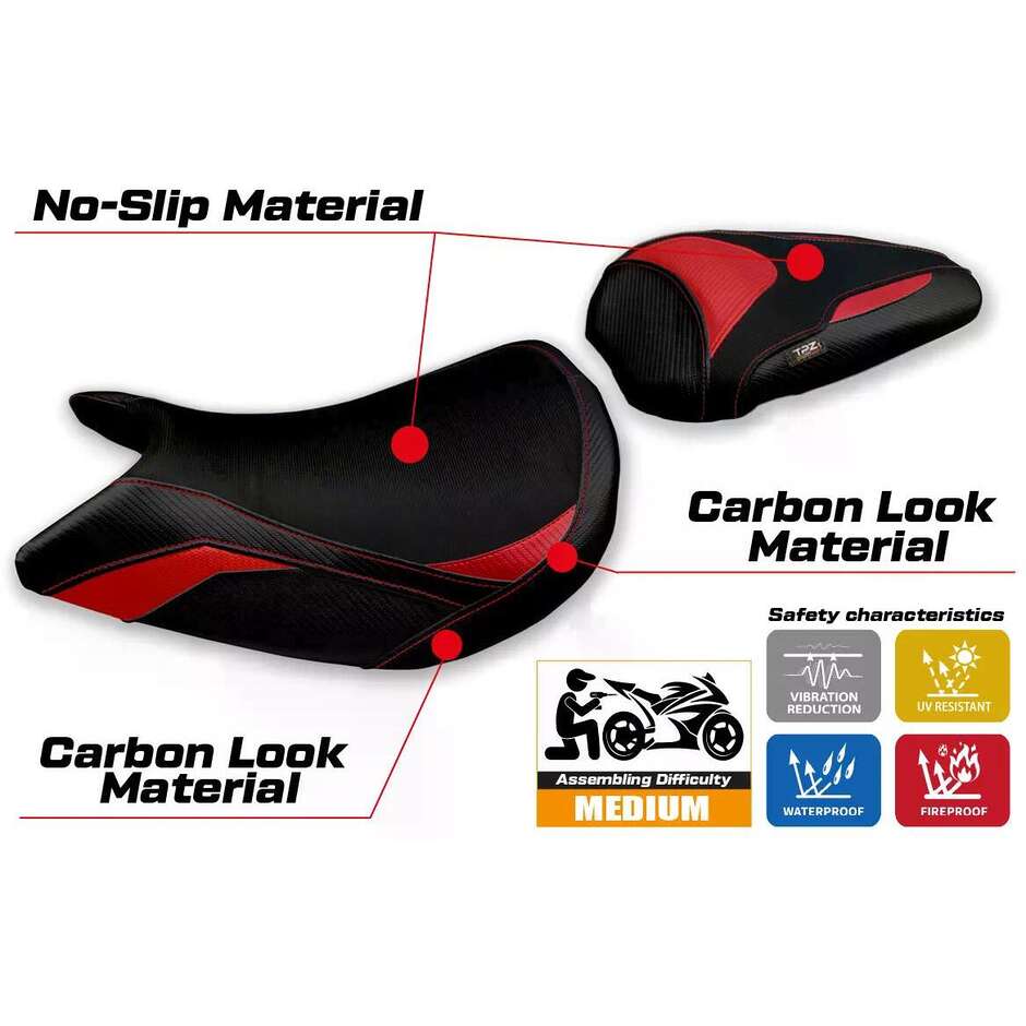 Housse de selle TPZ Italia spécifique pour Suzuki GSX S 1000 2021-2025, modèle Lindi