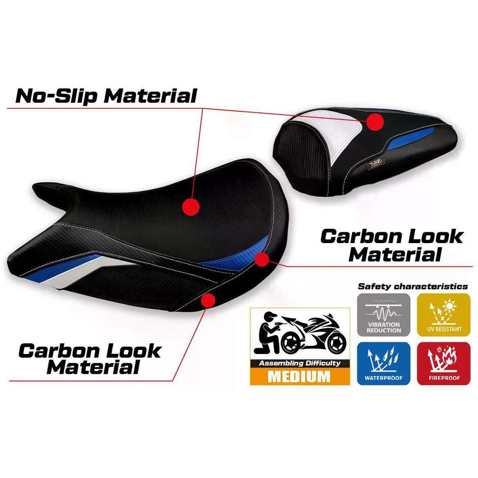Housse de selle TPZ Italia spécifique pour Suzuki GSX S 1000 (modèles 2021-2025), coloris Lindi spécial