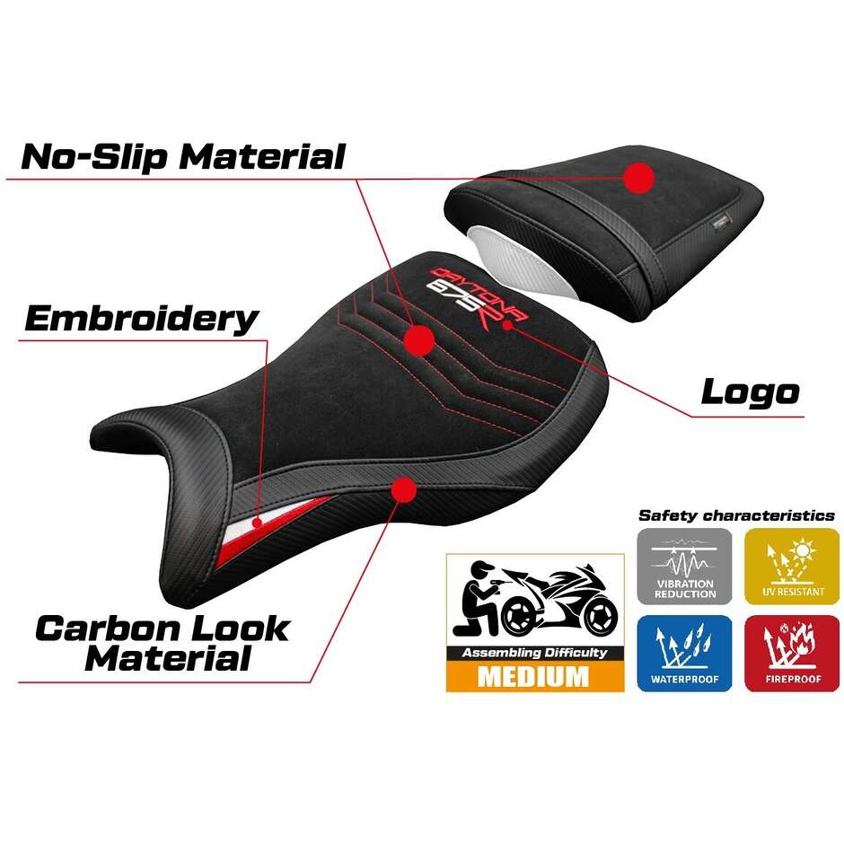 Housse de selle TPZ Italia spécifique pour Triumph Daytona 675R (modèles 2006-2012), coloris Ripley Velvet