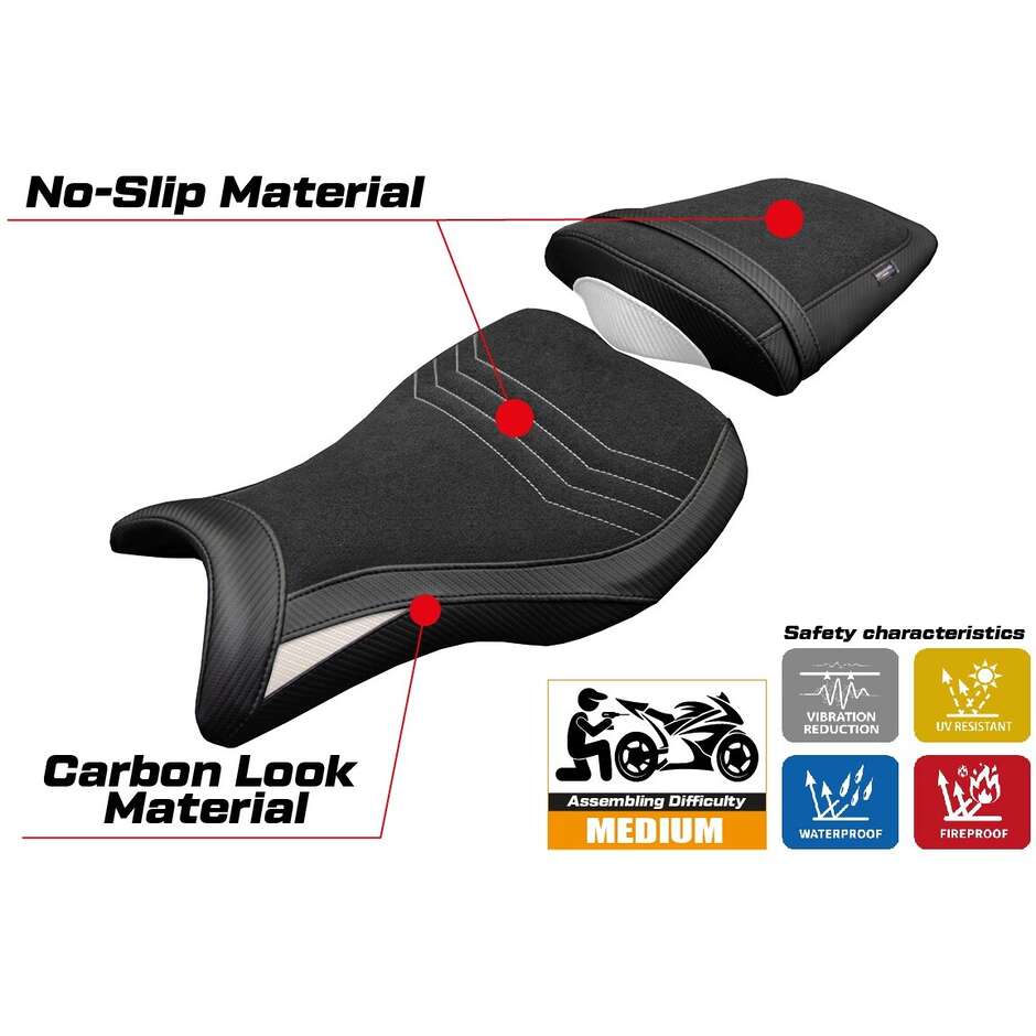 Housse de selle TPZ Italia spécifique pour Triumph Daytona 675R (modèles 2006-2012), revêtement Ripley Ultragrip