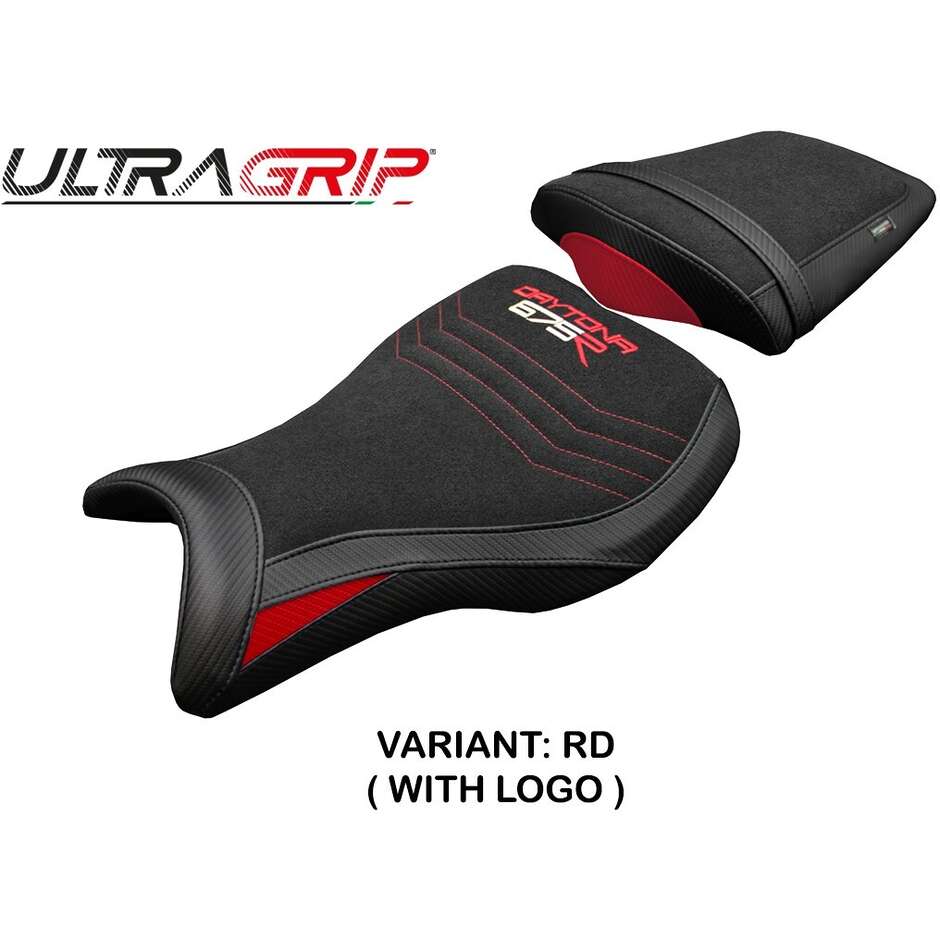 Housse de selle TPZ Italia spécifique pour Triumph Daytona 675R (modèles 2006-2012), revêtement Ripley Ultragrip