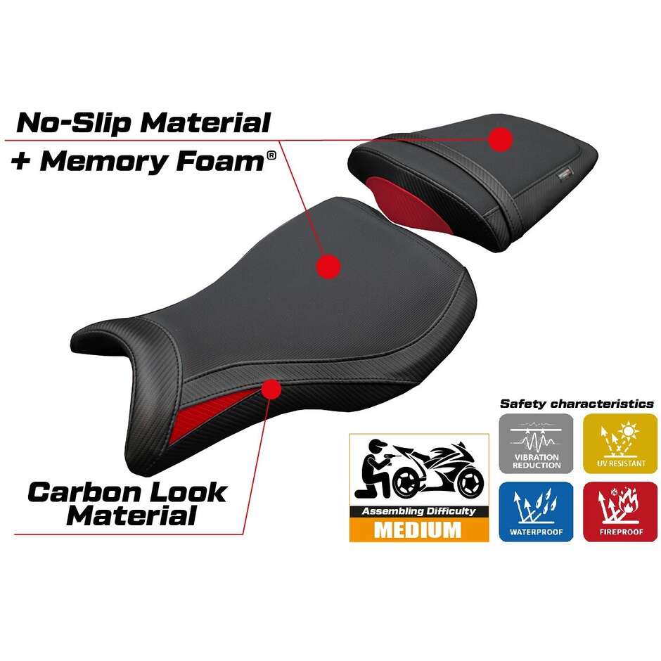 Housse de selle TPZ Italia spécifique pour Triumph Daytona 675R (modèles 2006-2012) - Système de confort Ripley
