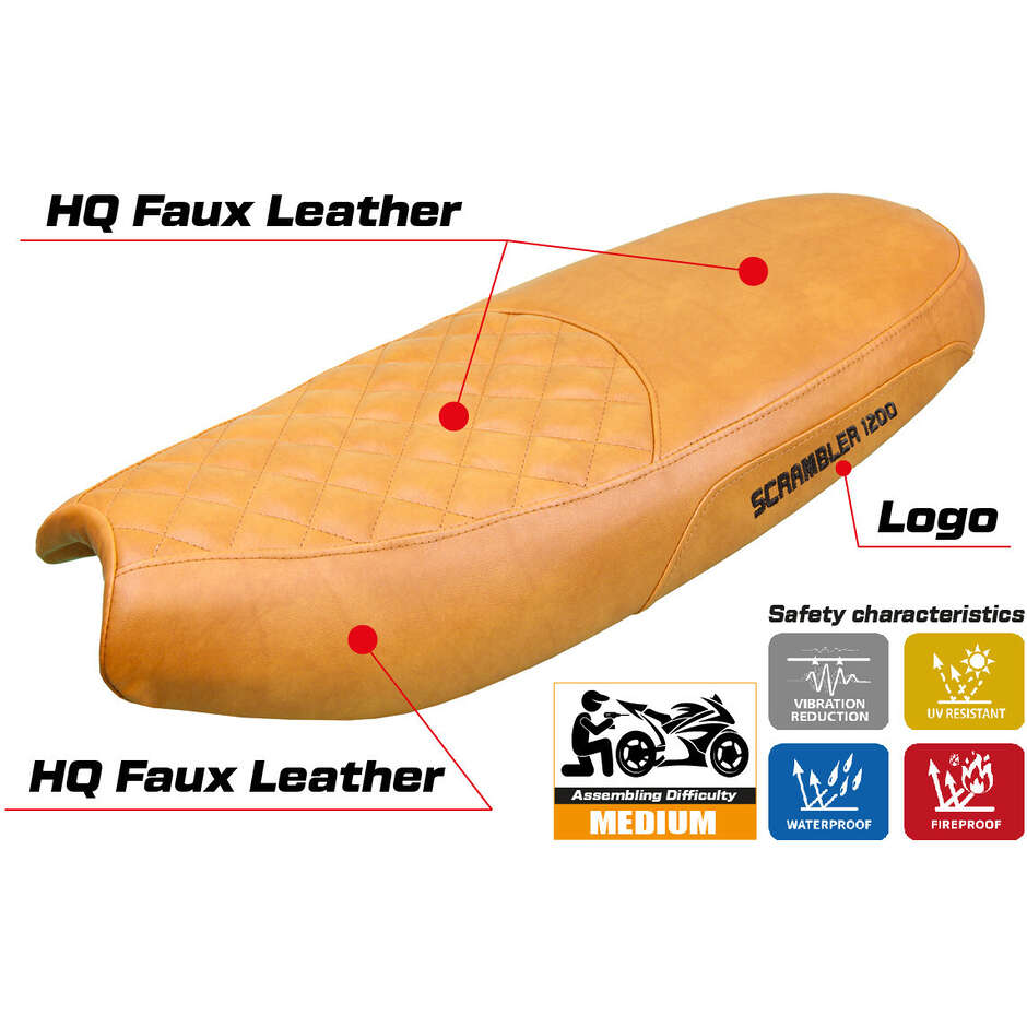 Housse de selle TPZ Italia spécifique pour Triumph Scrambler 1200 (modèle Watford, 2019-2025)