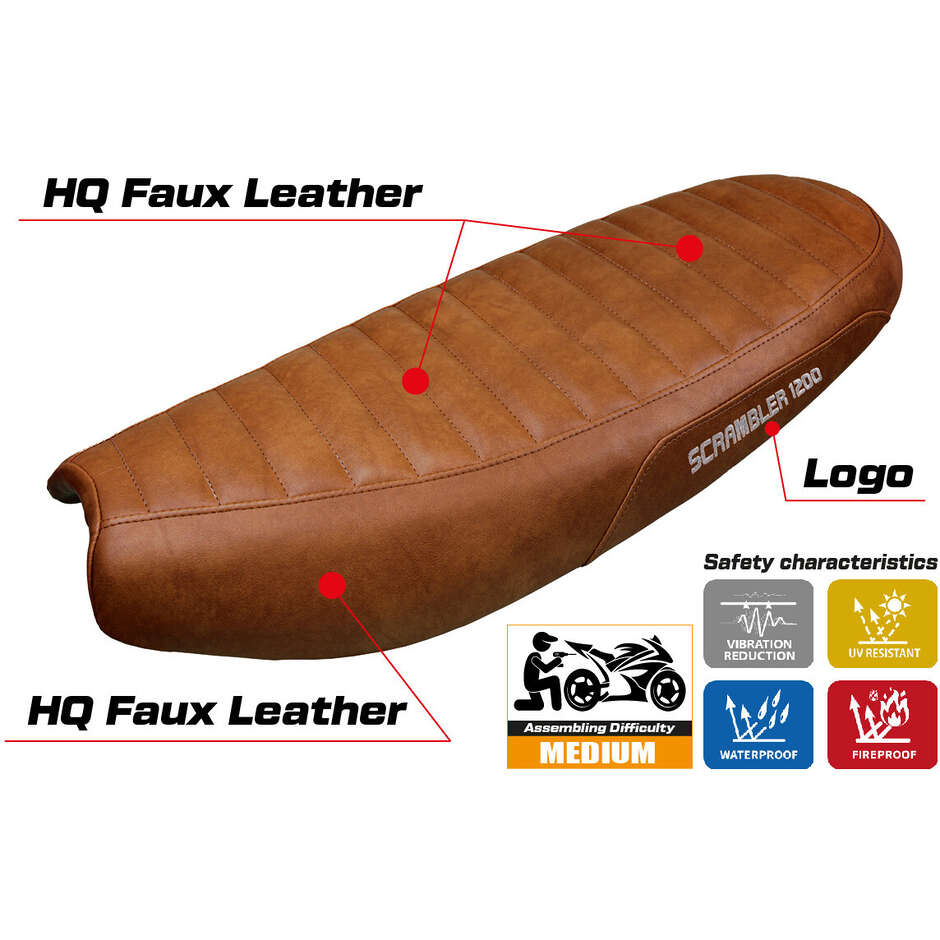 Housse de selle TPZ Italia spécifique pour Triumph Scrambler 1200 (modèles 2019-2025).