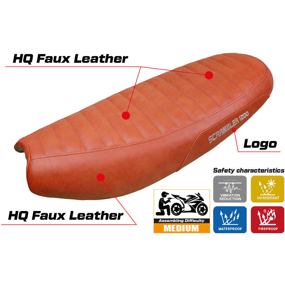 Housse de selle TPZ Italia spécifique pour Triumph Scrambler 1200 (modèles 2019-2025).