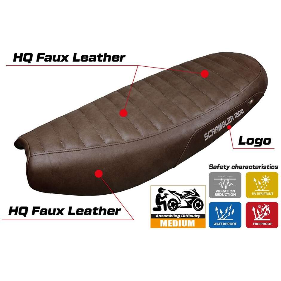 Housse de selle TPZ Italia spécifique pour Triumph Scrambler 1200 (modèles 2019-2025).