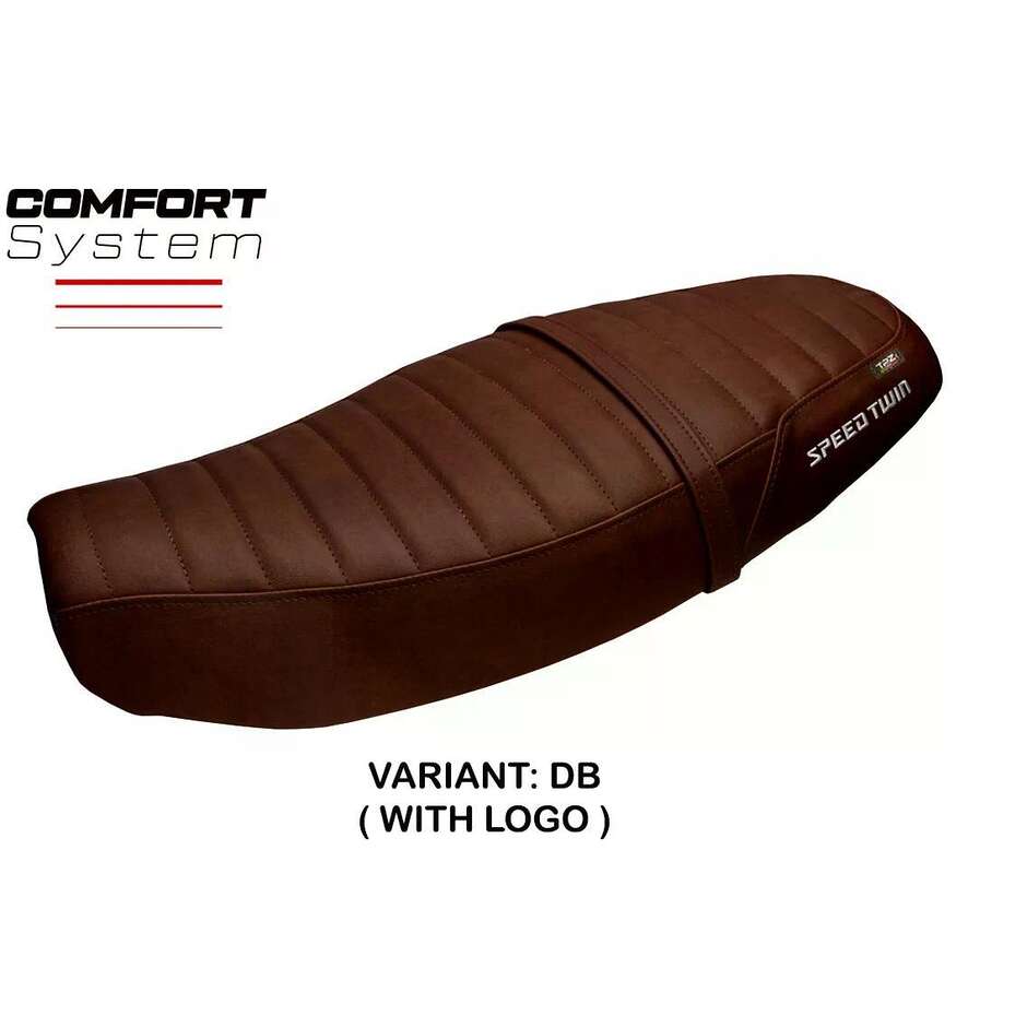 Housse de selle TPZ Italia spécifique pour Triumph Speed Twin 1200 (modèles 2019-2026) avec système de confort Bomlo