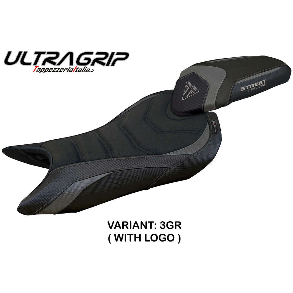 Housse de selle TPZ Italia spécifique pour Triumph Street Triple 765 (modèles 2023-2025), revêtement Norwich Ultragrip