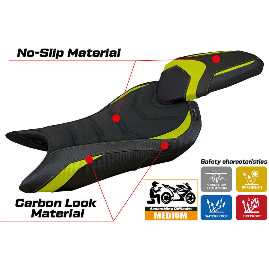 Housse de selle TPZ Italia spécifique pour Triumph Street Triple 765 (modèles 2023-2025), revêtement Norwich Ultragrip