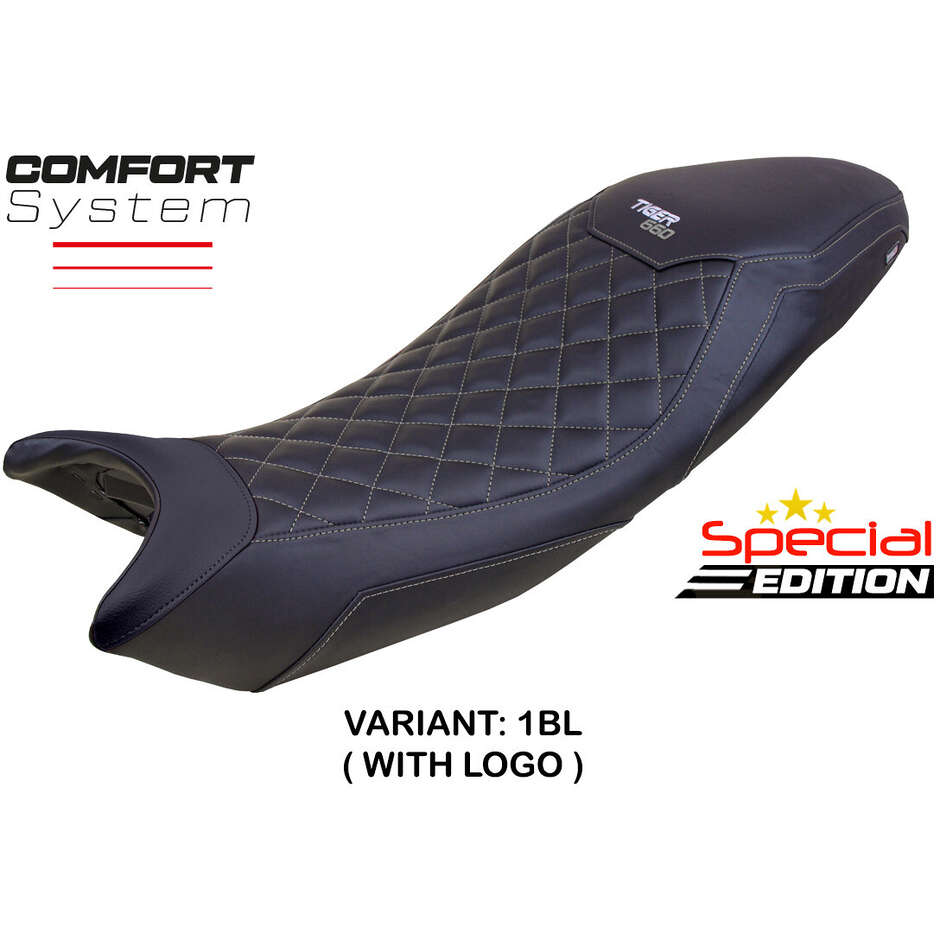 Housse de selle TPZ Italia spécifique pour Triumph Tiger 660 (modèles 2021-2025), édition spéciale Derry Comfort System