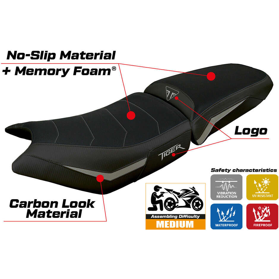 Housse de selle TPZ Italia spécifique pour Triumph Tiger 900, modèle 2024-2025, système Hatten Comfort