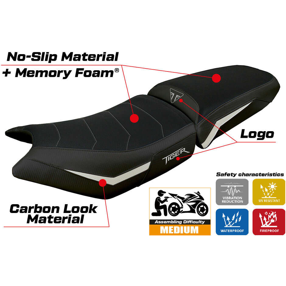 Housse de selle TPZ Italia spécifique pour Triumph Tiger 900, modèle 2024-2025, système Hatten Comfort