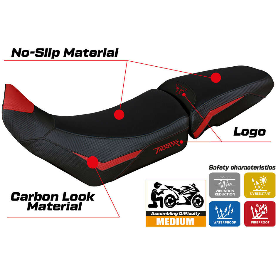 Housse de selle TPZ Italia spécifique pour Triumph Tiger 900 (modèle Dover 2020-2023).