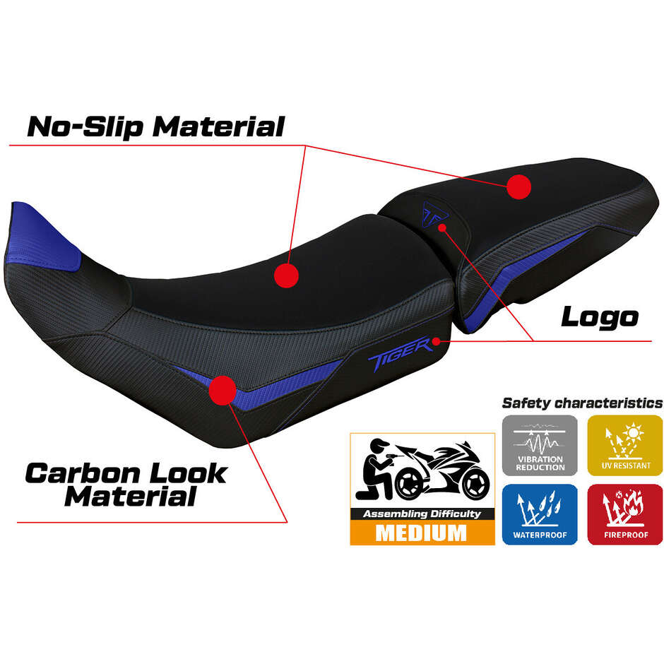 Housse de selle TPZ Italia spécifique pour Triumph Tiger 900 (modèle Dover 2020-2023).