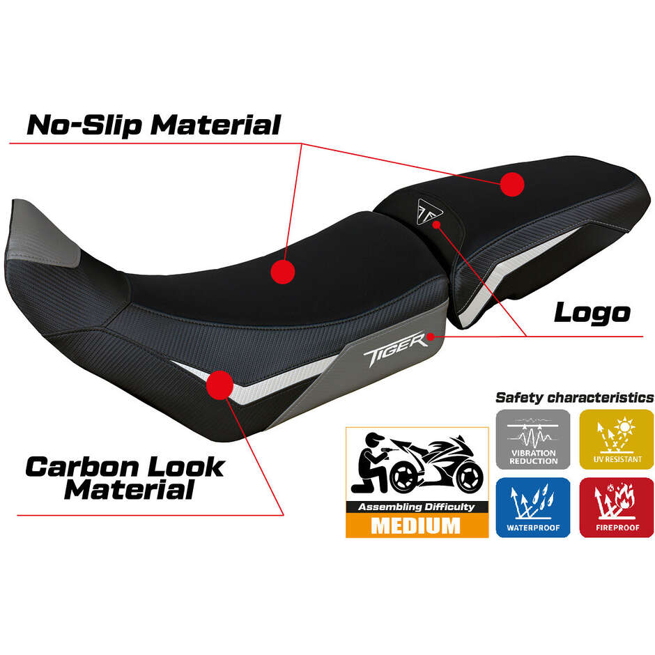 Housse de selle TPZ Italia spécifique pour Triumph Tiger 900 (modèle Dover 2020-2023).