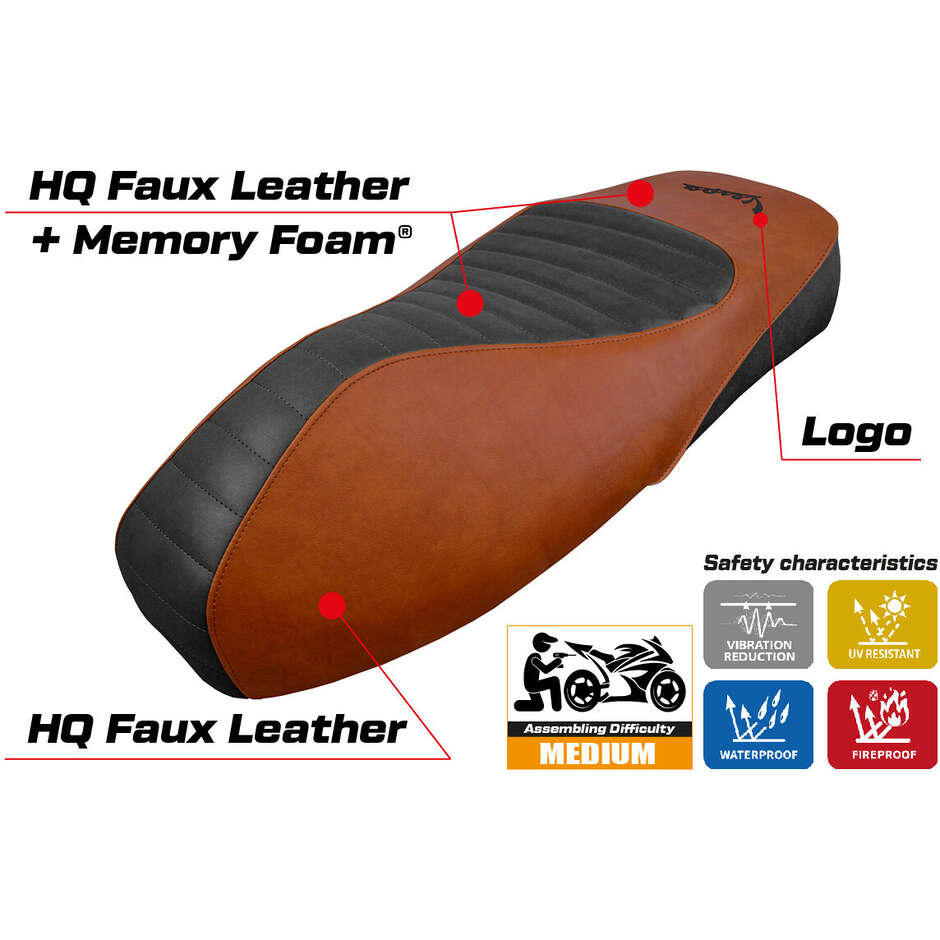 Housse de selle TPZ Italia spécifique pour Vespa GTS 125/150/300 (modèles 2009-2024) - Système de confort Alicudi