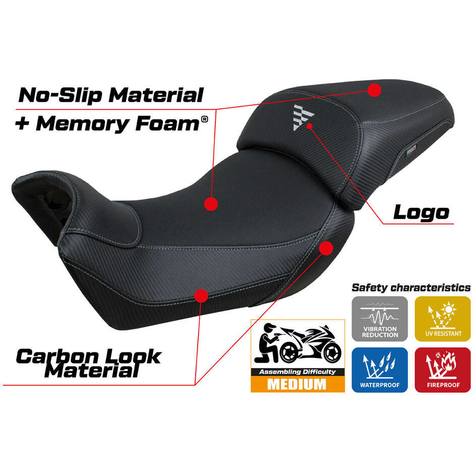 Housse de selle TPZ Italia spécifique pour Voge Valico 650 DSX 2021-2024, modèle Rukla Comfort System