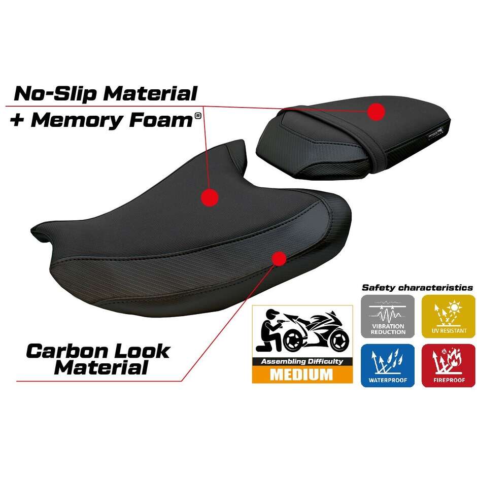 Housse de selle TPZ Italia spécifique pour Yamaha MT-07 modèle 2025, système de confort Fukaya
