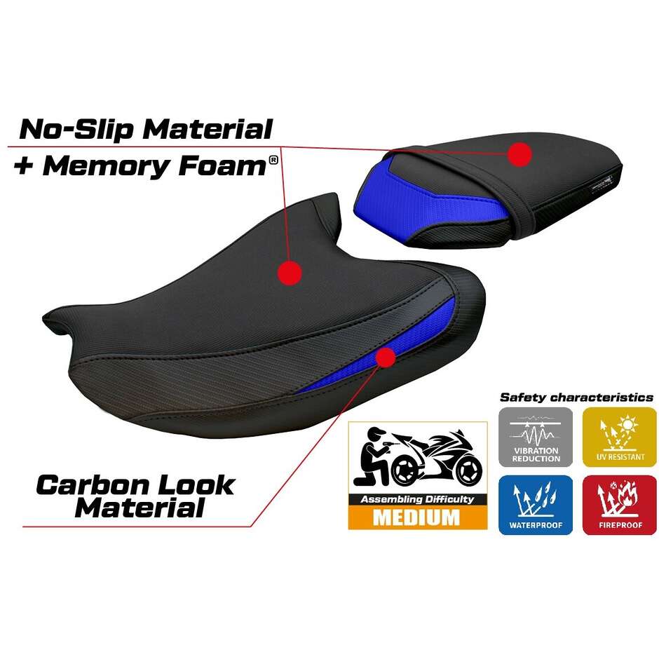 Housse de selle TPZ Italia spécifique pour Yamaha MT-07 modèle 2025, système de confort Fukaya