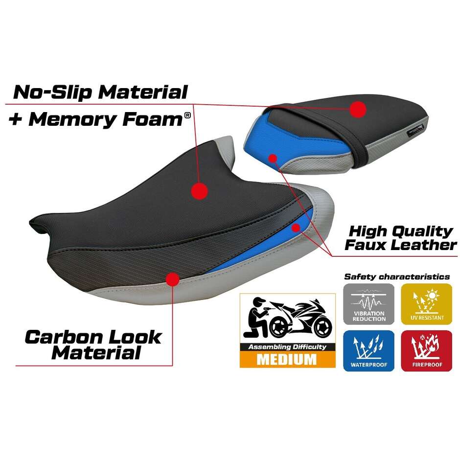 Housse de selle TPZ Italia spécifique pour Yamaha MT-07 modèle 2025, système de confort Fukaya