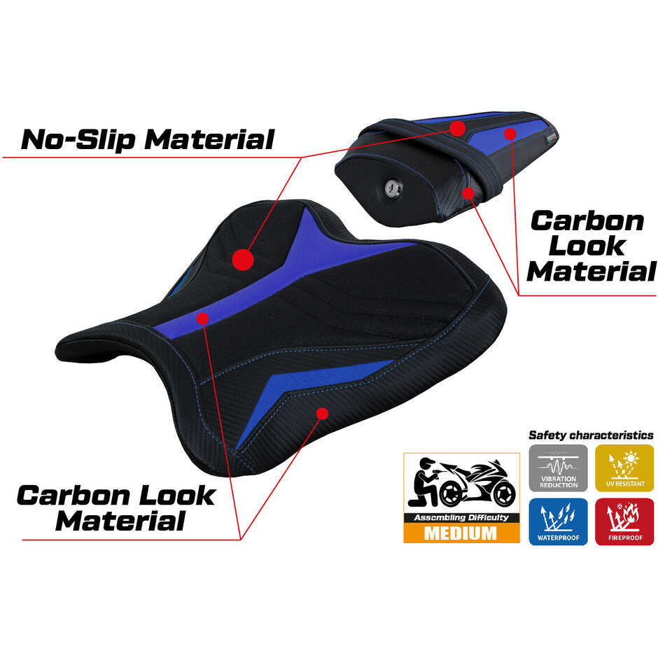 Housse de selle TPZ Italia spécifique pour Yamaha R1 (modèles 2015-2025) Kagran Ultragrip