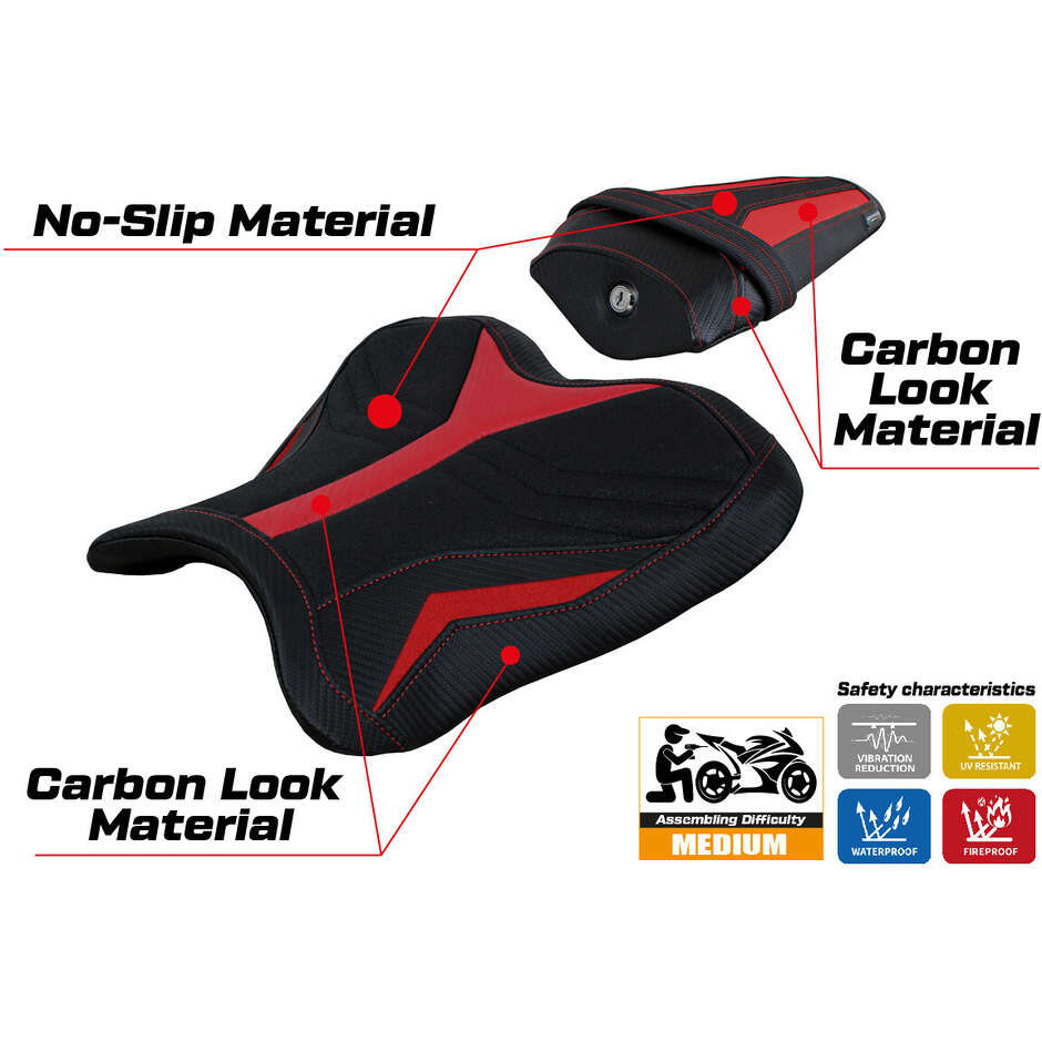 Housse de selle TPZ Italia spécifique pour Yamaha R1 (modèles 2015-2025) Kagran Ultragrip