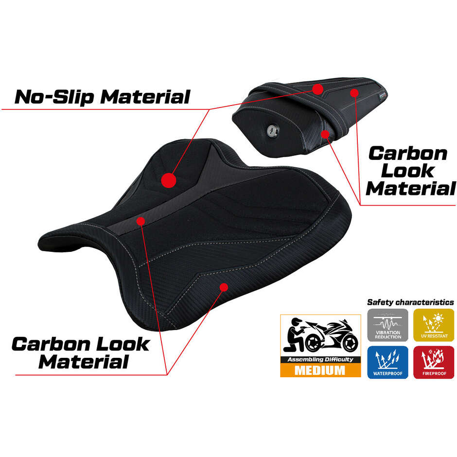 Housse de selle TPZ Italia spécifique pour Yamaha R1 (modèles 2015-2025) Kagran Ultragrip
