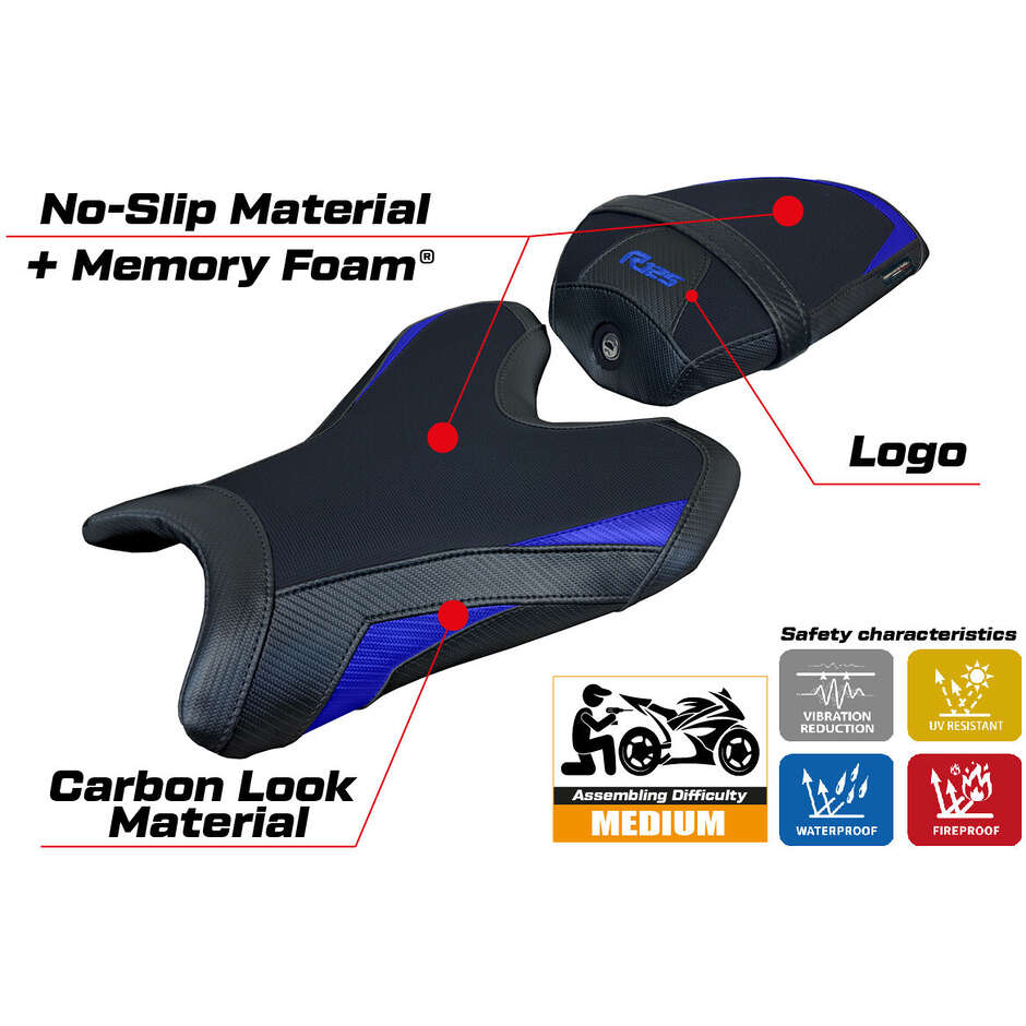 Housse de selle TPZ Italia spécifique pour Yamaha R125 modèle 2023-2025, système Lier Comfort