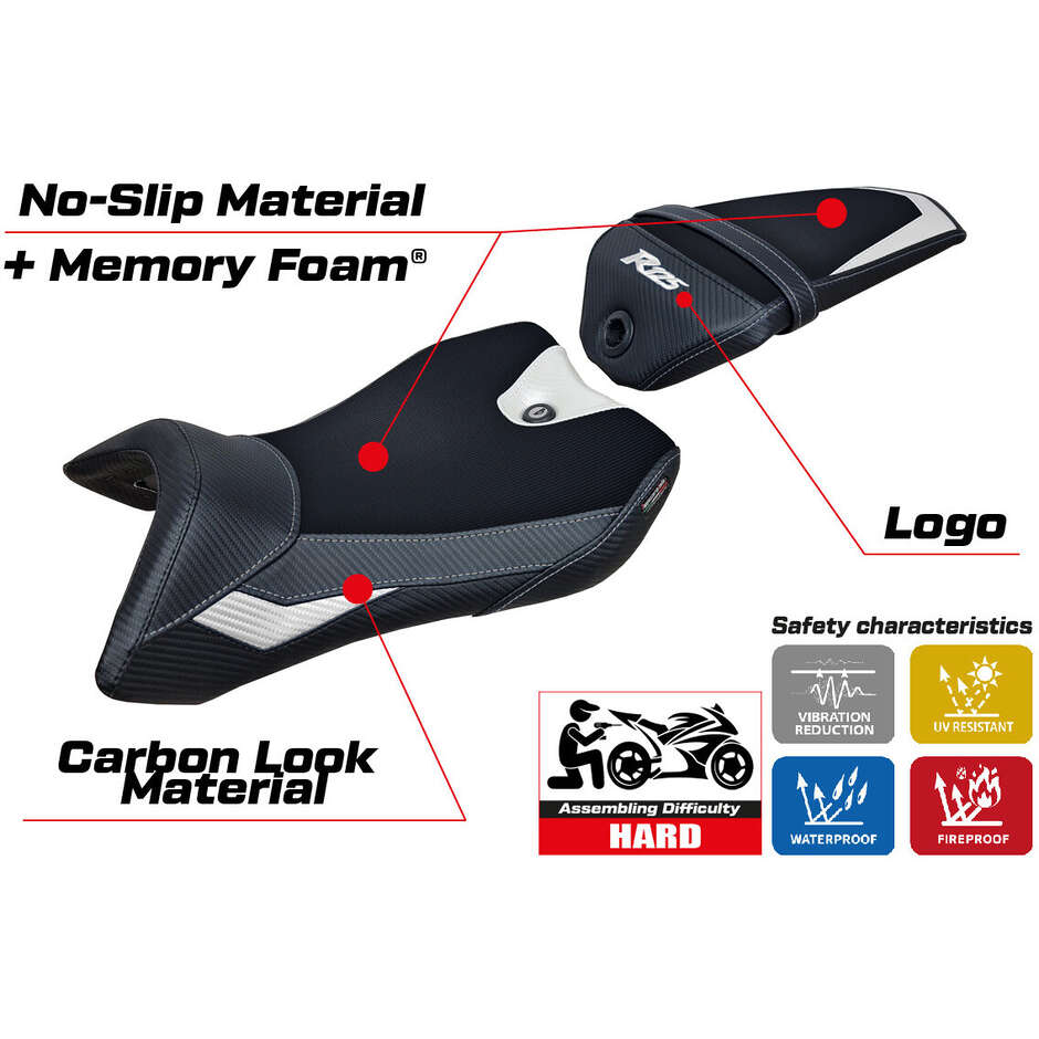 Housse de selle TPZ Italia spécifique pour Yamaha R125 (modèles 2016-2018) - Système de confort Nashik