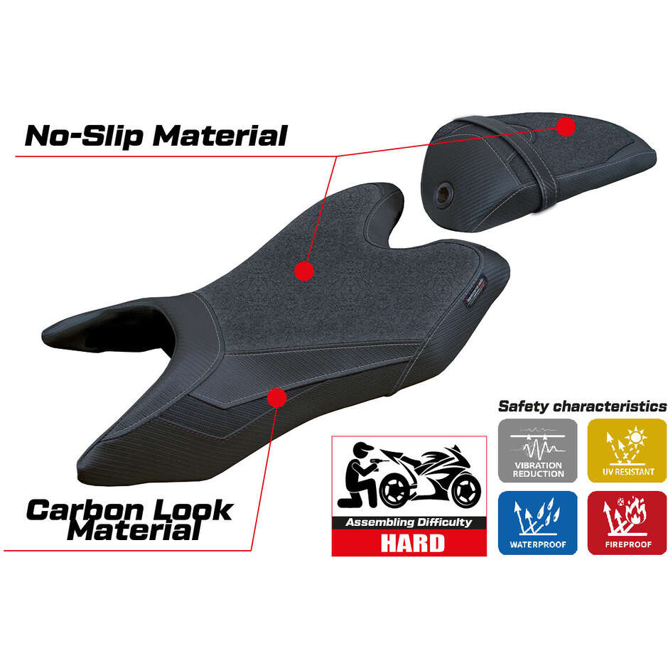 Housse de selle TPZ Italia spécifique pour Yamaha R125 (modèles 2019-2022), coloris Ashwy Ultragrip