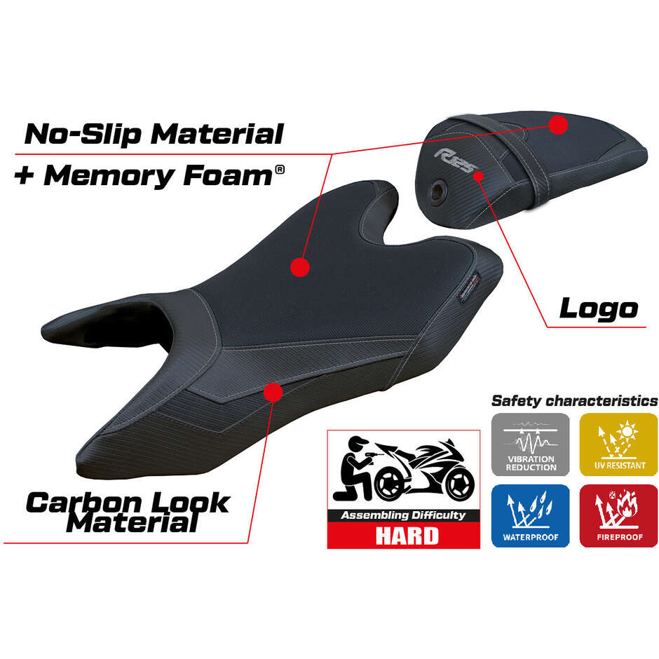 Housse de selle TPZ Italia spécifique pour Yamaha R125 (modèles 2019-2022) - Système de confort Ashwy