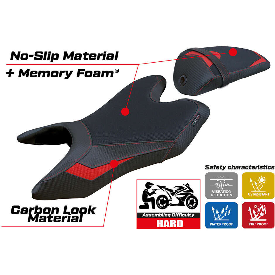 Housse de selle TPZ Italia spécifique pour Yamaha R125 (modèles 2019-2022) - Système de confort Ashwy
