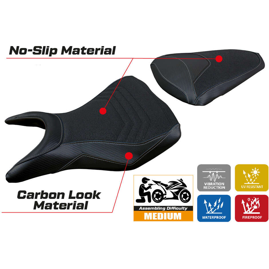 Housse de selle TPZ Italia spécifique pour Yamaha R25 2014-2020, modèle Eraclea Ultragrip