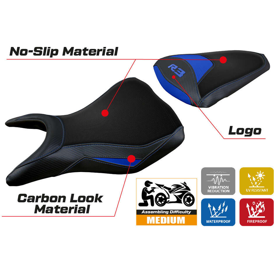 Housse de selle TPZ Italia spécifique pour Yamaha R3 2015-2024, modèle Jesolo